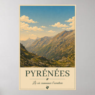 Pyrénées France – Mountains Illustrated Poster