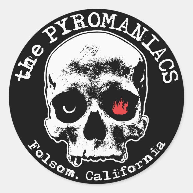 Pyromaniacs Schädelsticker Runder Aufkleber (Vorderseite)