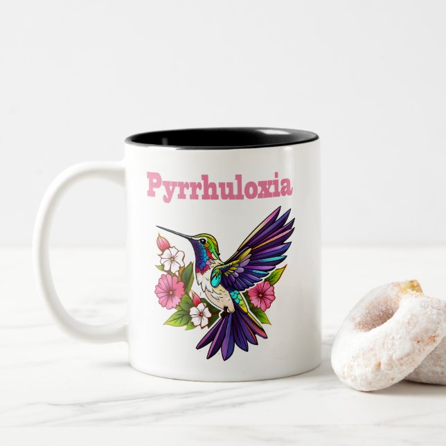 Pyrrhuloxie Perchage café Mug (Avec donut)