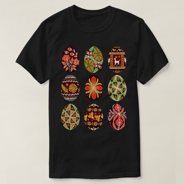 Pysanky Easter Egg Happy Easter Day Egg Hunting  T-Shirt (Design vorne)