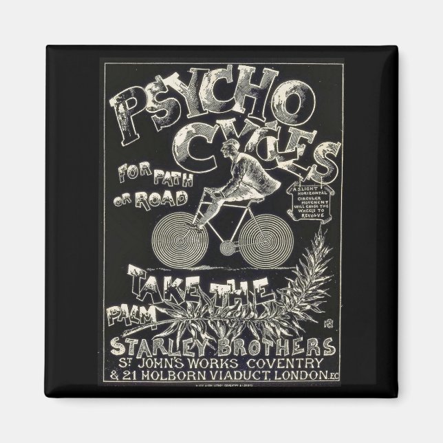 Pyscho Cycles - Vintage Bike-Werbung Magnet (Vorne)