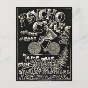 Pyscho Cycles - Vintage-Fahrradanzeige Postkarte