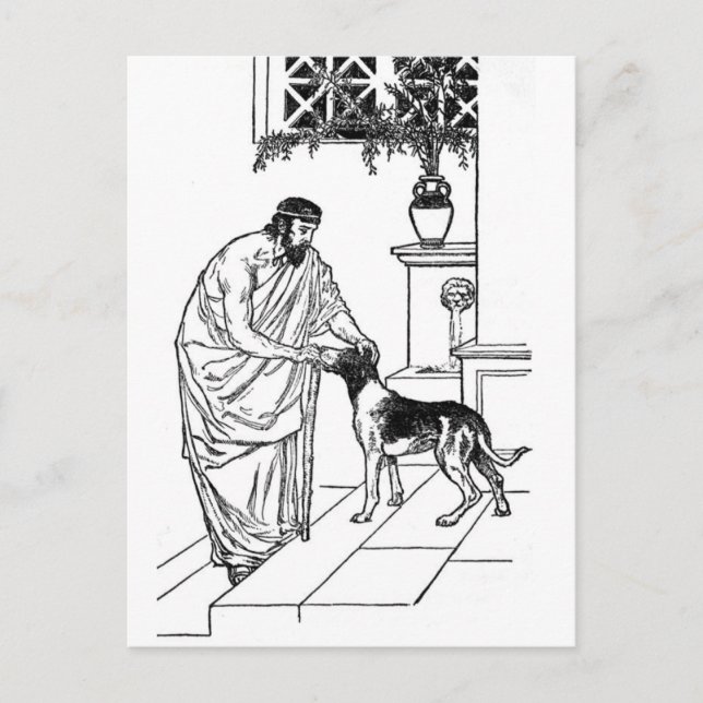 Pythagoras mit Hund Postkarte (Vorderseite)