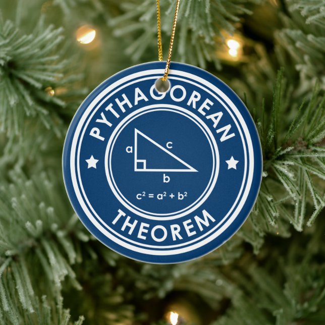 Pythagorean Theorem Blauer Keramik Ornament (Baum)