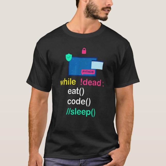 Python Programmer Coder isst Code Sleep T-Shirt (Vorderseite)