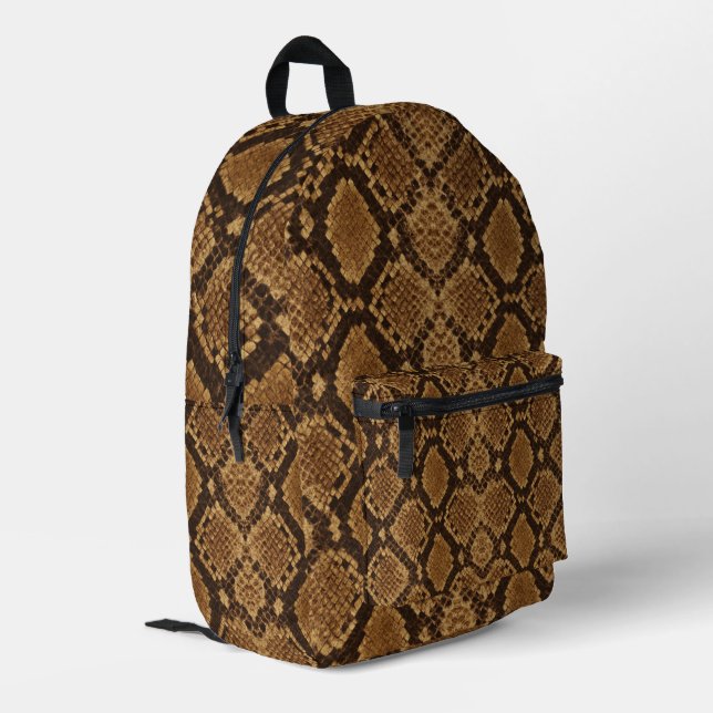Python-Schlangenleder-Druck Bedruckter Rucksack (Rückseitige Ecke links)