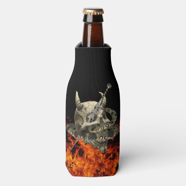 Python Snake Demon Skull Fire Flaschenkühler (Flaschenvorderseite)