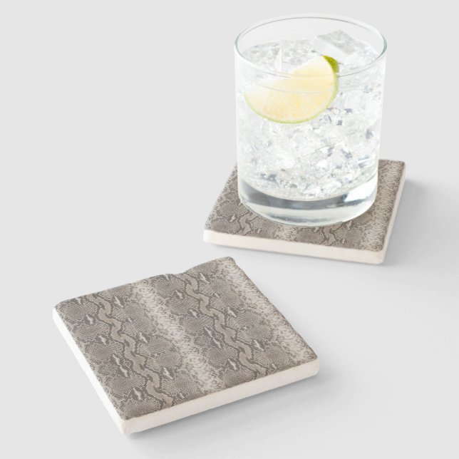 Python Snake Skin Animal Print Steinuntersetzer (Seitenansicht)