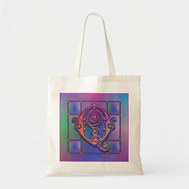 Q "Blaues Regenglas" - benutzerdefinierte Monogram Tragetasche (Vorne)