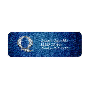 Q Faux Diamond sur étiquette d'adresse de retour D
