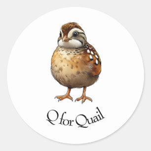 Q für Quail Runder Aufkleber