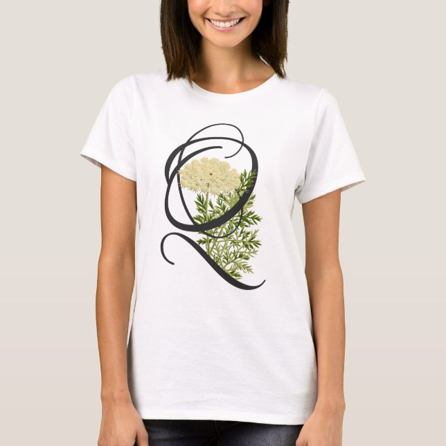 Q initial, T-shirt en dentelle de la Reine Anne Vi (Devant)