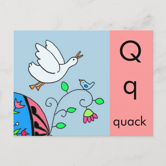 Q ist für Quack Postkarte (Vorderseite)