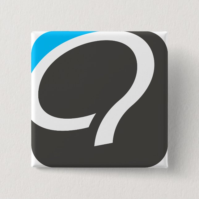 Q-Knopf - Blau Button (Vorderseite)