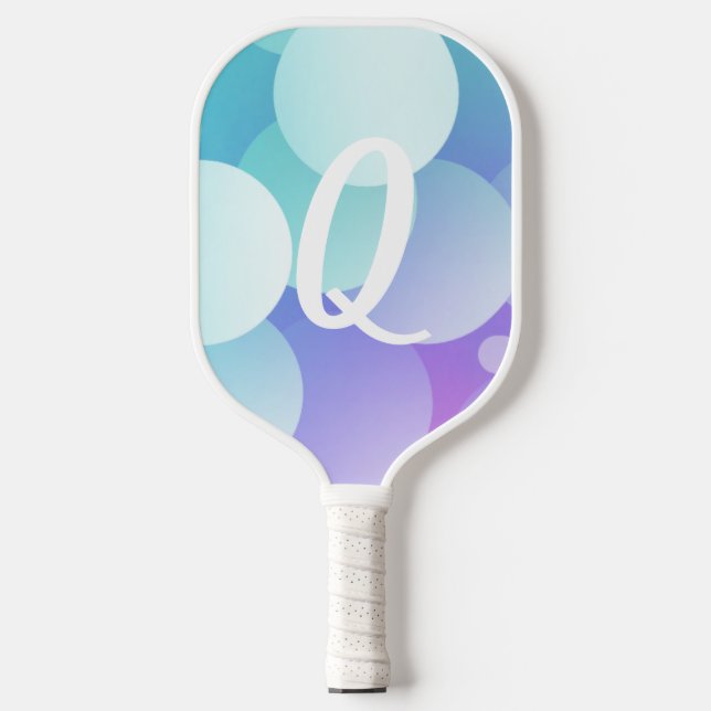 Q Name Pickleball Paddle Lila Blue Blase Blase Mod (Vorderseite)