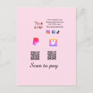 Q R code PayPal venmo scan pay add social media de Postkarte