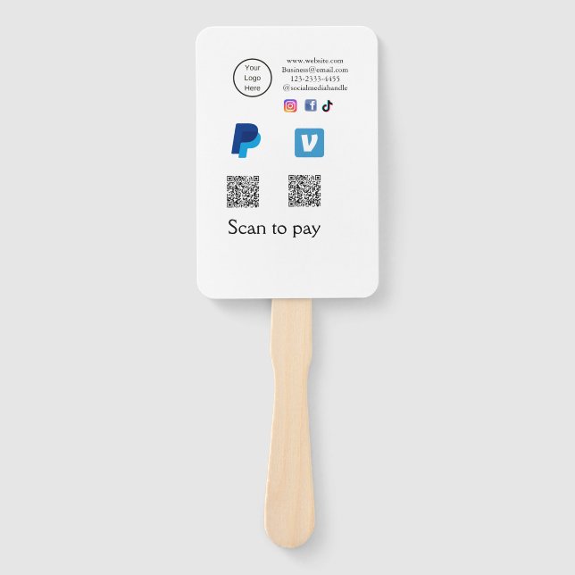 Q R Code PayPal venmo Scan zahlen hinzufügen Socia Fächer (Vorderseite)