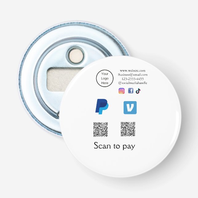 Q R Code PayPal venmo Scan zahlen hinzufügen Socia Flaschenöffner (Vorderseite)