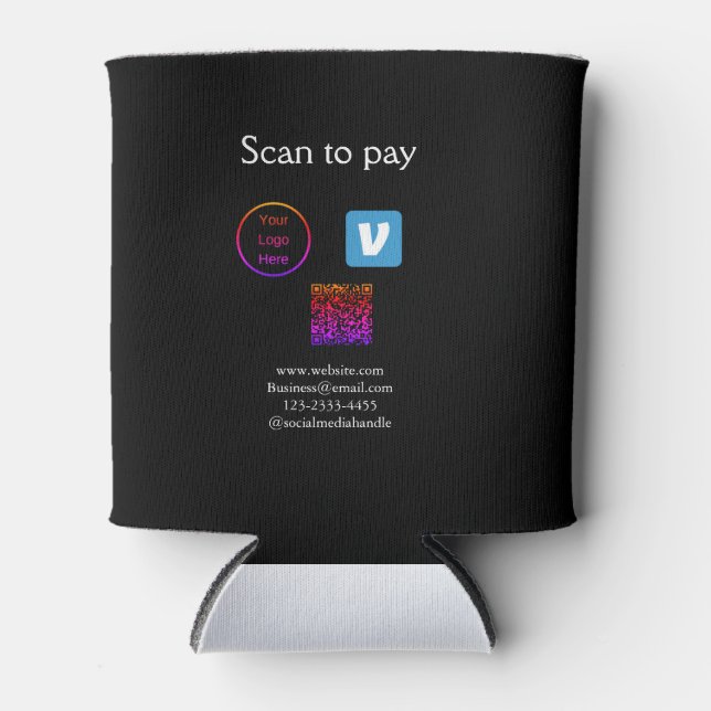 Q R Code venmo scannen, um Logokombination Social  Dosenkühler (Vorderseite)