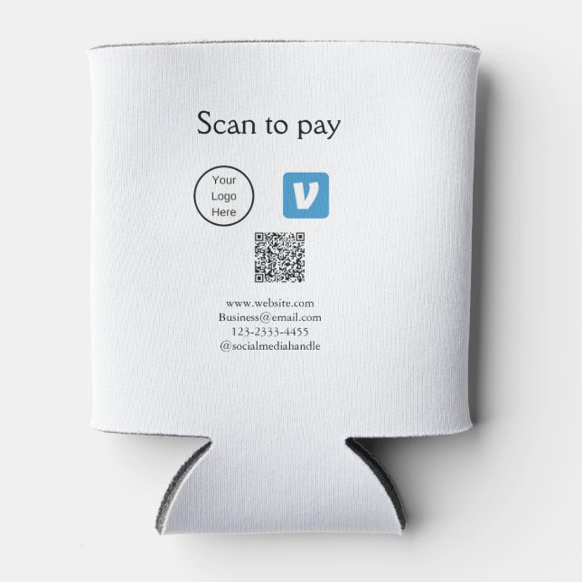 Q R Code venmo scannen, um Logokombination Social  Dosenkühler (Vorderseite)