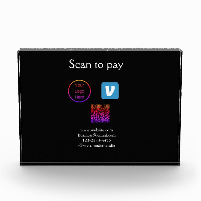 Q R Code venmo scannen, um Logokombination Social  Fotoblock (Vorderseite)