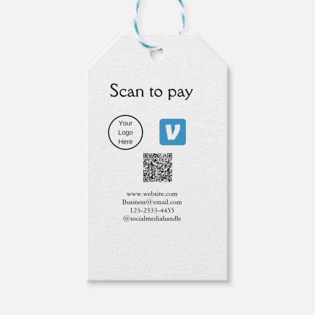 Q R Code venmo scannen, um Logokombination Social  Geschenkanhänger (Vorderseite)
