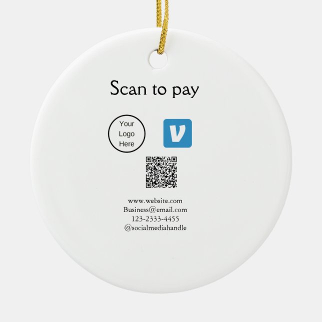 Q R Code venmo scannen, um Logokombination Social  Keramik Ornament (Vorne)