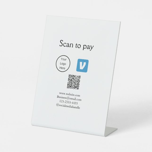 Q R Code venmo scannen, um Logokombination Social  Sockelschild (Vorderseite)