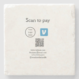 Q R Code venmo scannen, um Logokombination Social Steinuntersetzer