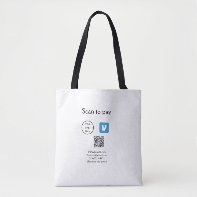 Q R Code venmo scannen, um Logokombination Social  Tasche (Vorderseite)