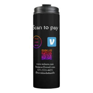 Q R Code venmo scannen, um Logokombination Social  Thermosbecher
