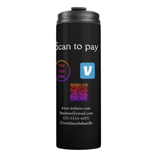 Q R Code venmo scannen, um Logokombination Social  Thermosbecher (Vorderseite)