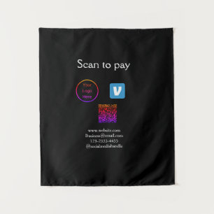 Q R Code venmo scannen, um Logokombination Social  Wandteppich