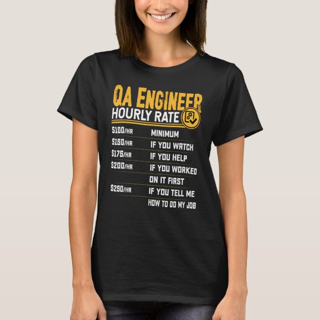 QA Engineer Stundenzähler-Programmierer-Coder T-Shirt (Vorderseite)