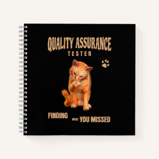 QA Tester Cat Humor Notizbuch