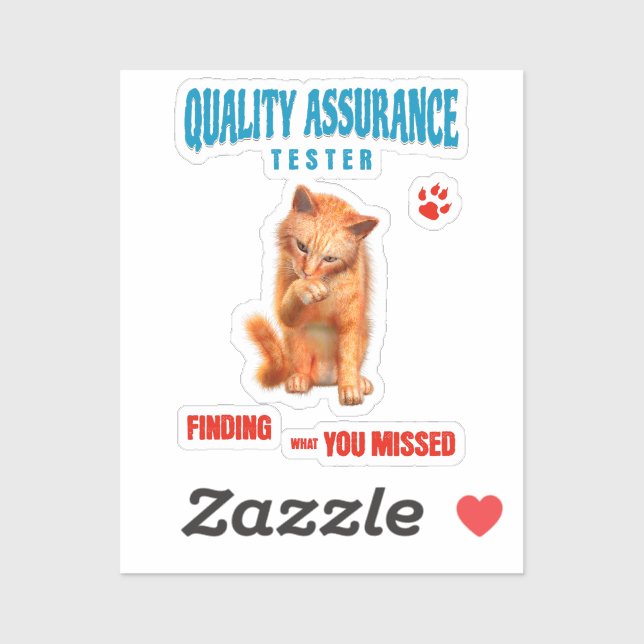 QA Tester Katzen Humor Aufkleber (Blatt)