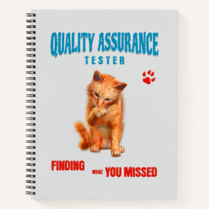QA Tester Katzen Humor Notizbuch