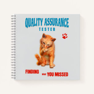 QA Tester Katzen Humor Notizbuch