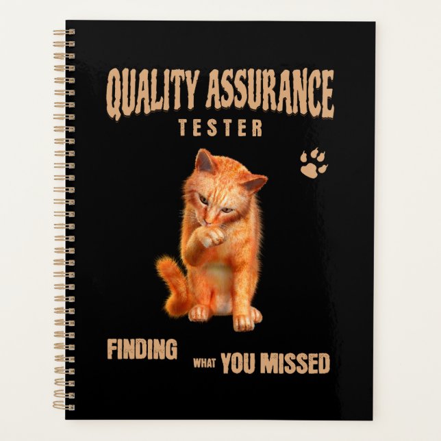 QA Tester Katzen Humor Planer (Vorderseite)