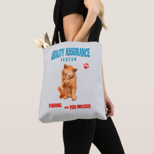 QA Tester Katzen Humor Tasche