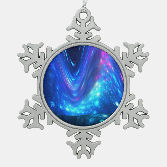 Qaanaq - Nordlichter Schneeflocken Zinn-Ornament (Vorderseite)