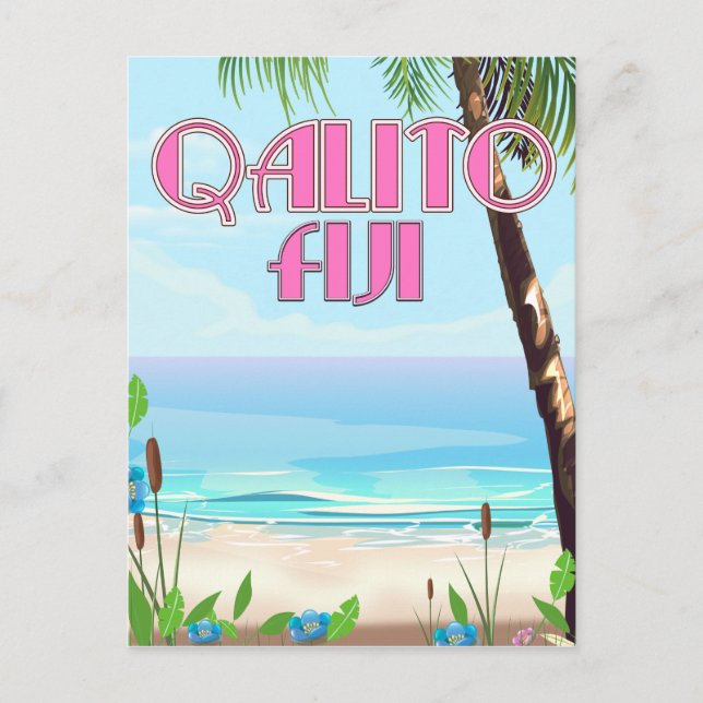 Qalito Fiji Reiseplakat Postkarte (Vorderseite)