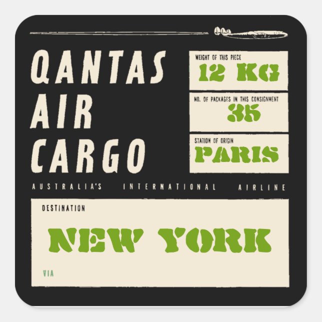 QANTAS AIR CARGO QUADRATISCHER AUFKLEBER (Vorderseite)
