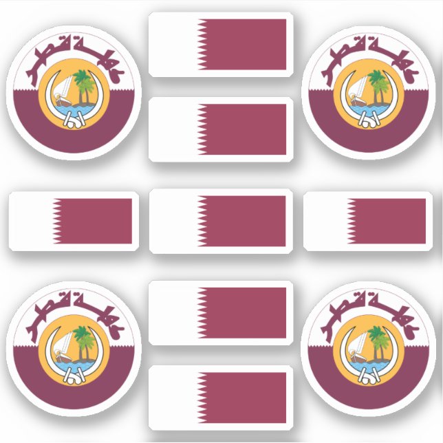 Qatari-Staatssymbole /Emblem und Flag Aufkleber (Vorderseite)