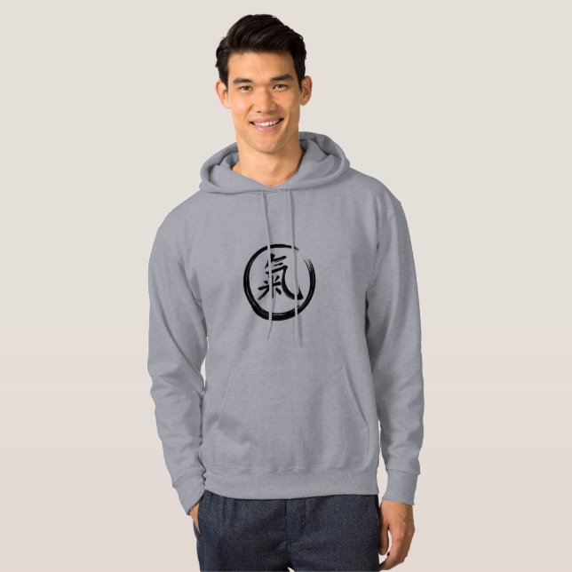 Qi Gong Black Symbol Circle Hoodie (Vorne ganz)