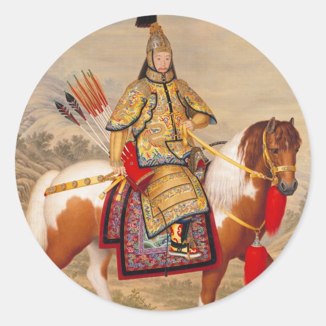 Qianlong Kaiser der China 乾 帝 in feierlicher Rüstu Runder Aufkleber (Vorderseite)