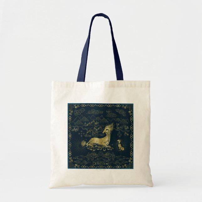 Qilin an der Erholung Golden Tapestes Tragetasche (Vorne)