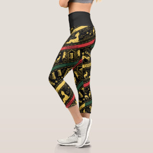 Qilin Layered Pattern Capri Leggings