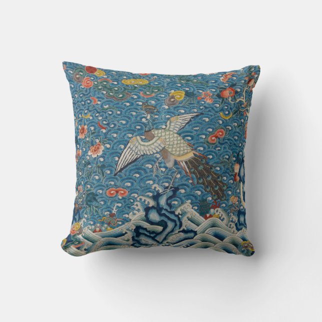 Qing Dynastie-Rang-Abzeichen mit Pfau Kissen (Vorderseite)
