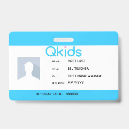 QKids ESL Lehrer ID Ausweis